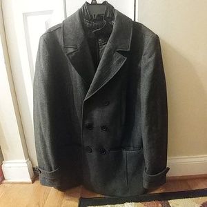 Mens winter dress coat and wool scarf